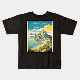 Rio de Janeiro Brazil Vintage Tourism Travel Poster Kids T-Shirt